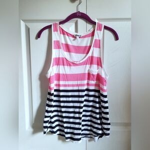 Express Women's Tank Top Small White Navy Hot Pink Striped Pocket **CLEARANCE**